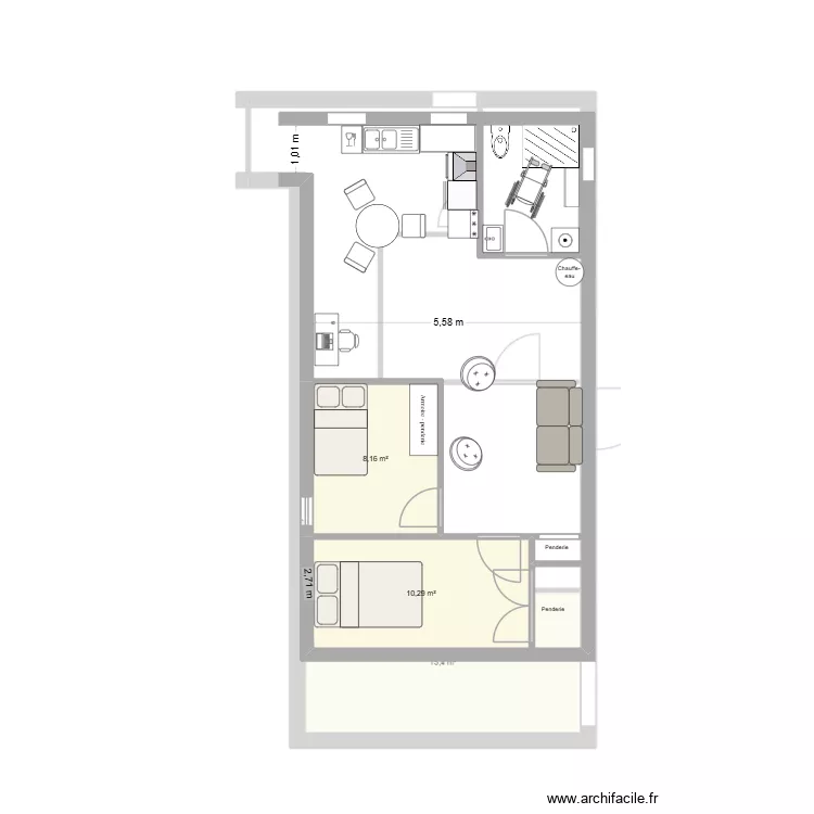 Cyprien 2. Plan de 2 Pièces et 18 m² Cyprien 2. Plan de 2 Pièces et 18 m²