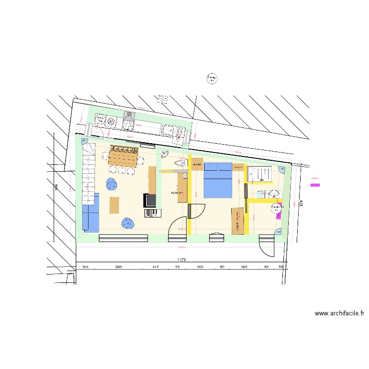Port-Blanc Plan 3 (échelle OK). Plan de 1 pièce et 51 m2