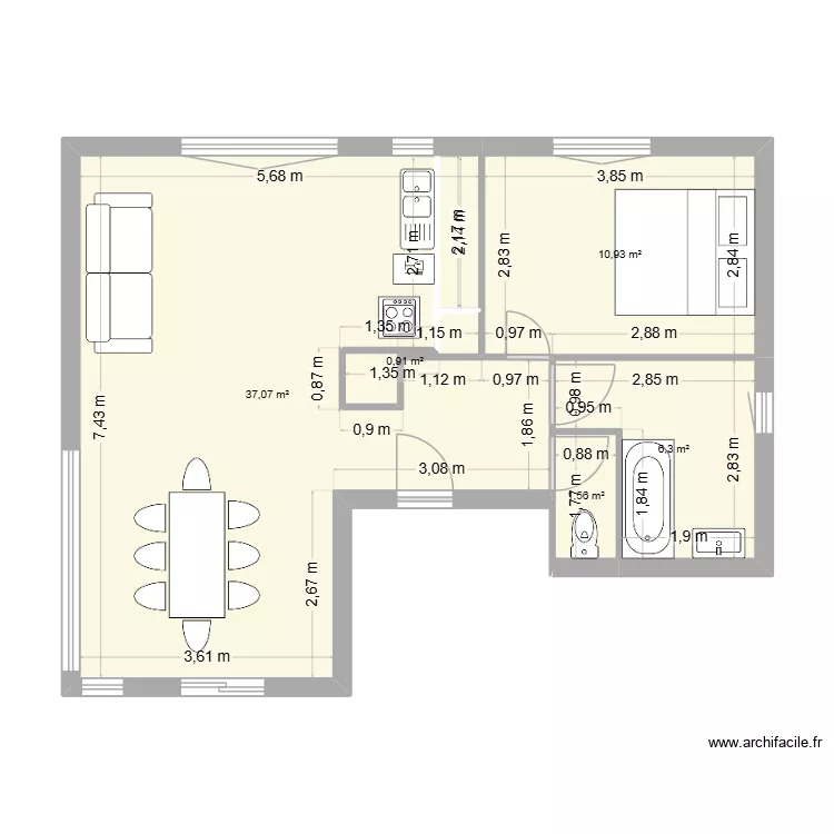 32-T2. Plan de 5  et 57 m²