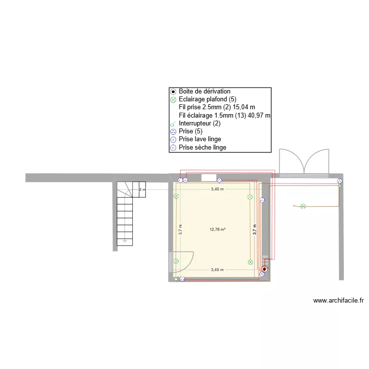 Sous-sol_Electricite. Plan de 1  et 13 m²