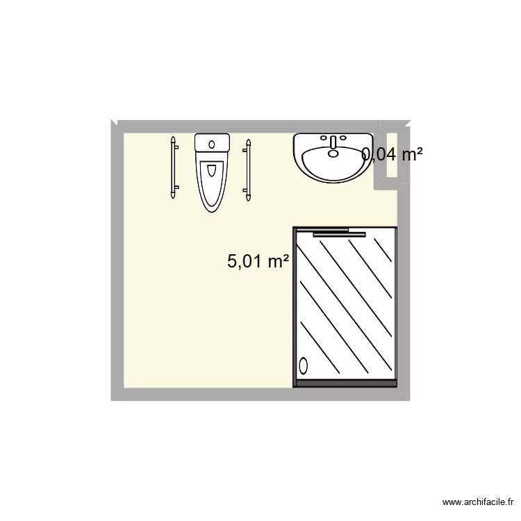 SDB après travaux CESSON bis. Plan de 2 et 5 m² SDB après travaux CESSON bis. Plan de 2 et 5 m²