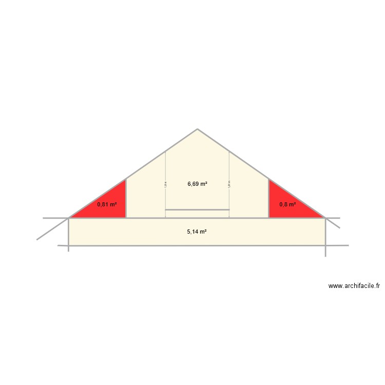 étage maison neuville sevdé. Plan de 4 pièces et 13 m2