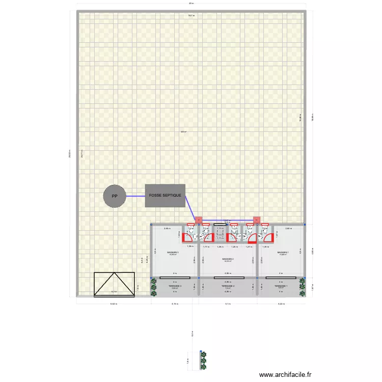 St Viateur Projection Magasin V3. Plan de 13  et 478 m²