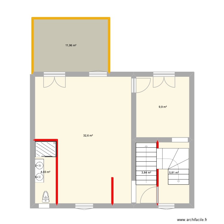 Projet Gide-1. Plan de 6 pièces et 68 m2