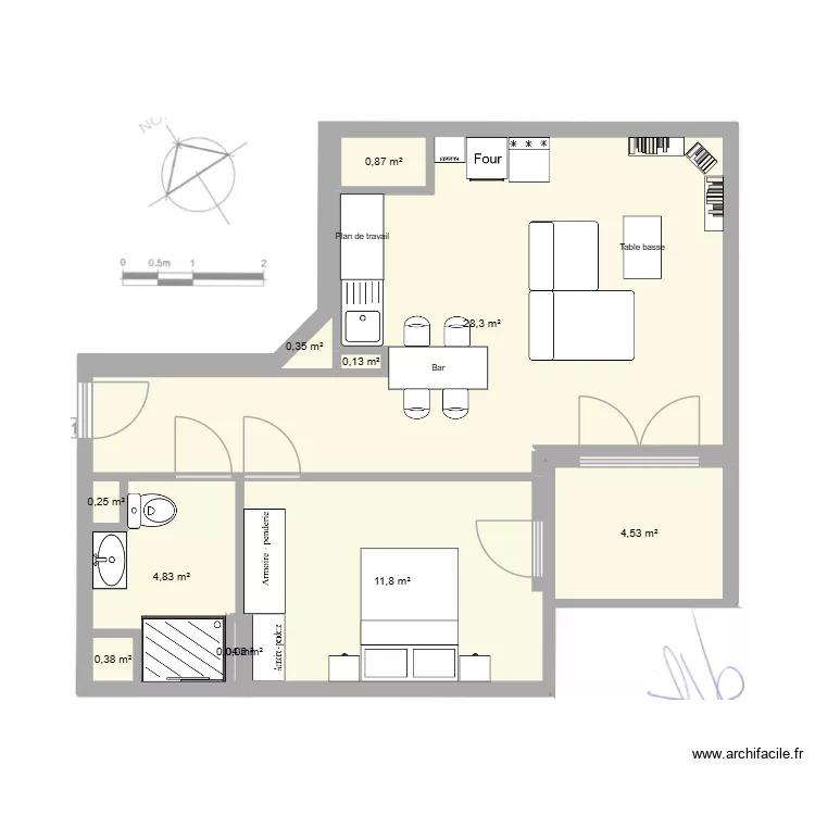 ESSAI APPART. Plan de 11  et 51 m²