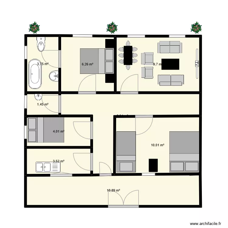 guil gal plan. Plan de 9  et 59 m²