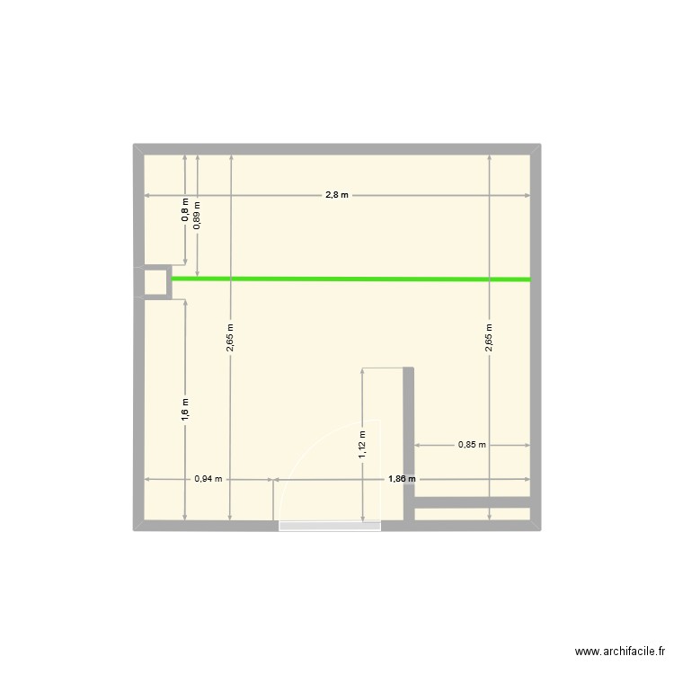 Grande SDB. Plan de 2 pièces et 7 m2