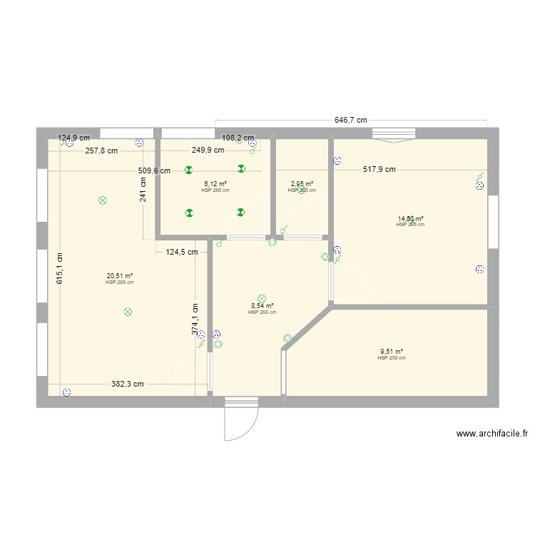  Pérenchie Electricité. Plan de 6 pièces et 62 m2