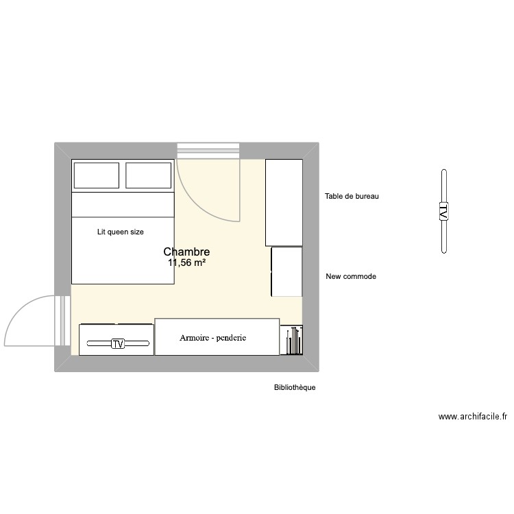 test. Plan de 1 pièce et 12 m2