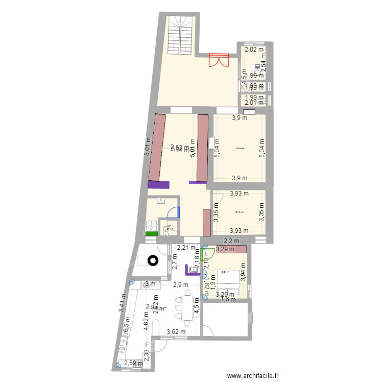 SB_RCH. Plan de 6 pièces et 90 m2