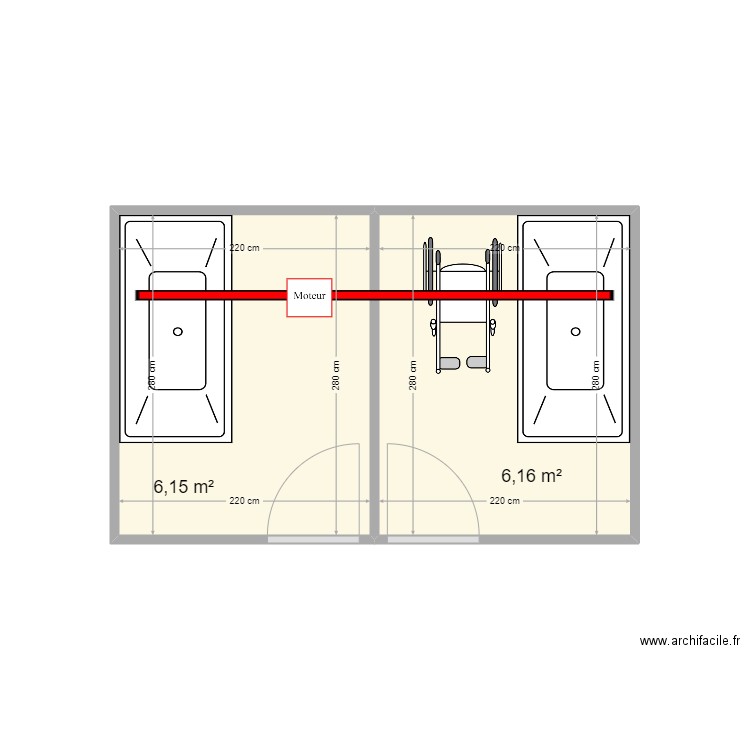 Millet emile. Plan de 2 pièces et 12 m2