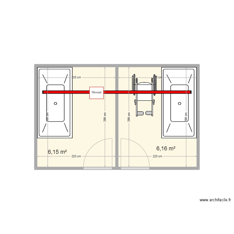 Millet emile. Plan de 1 pièce et 6 m2