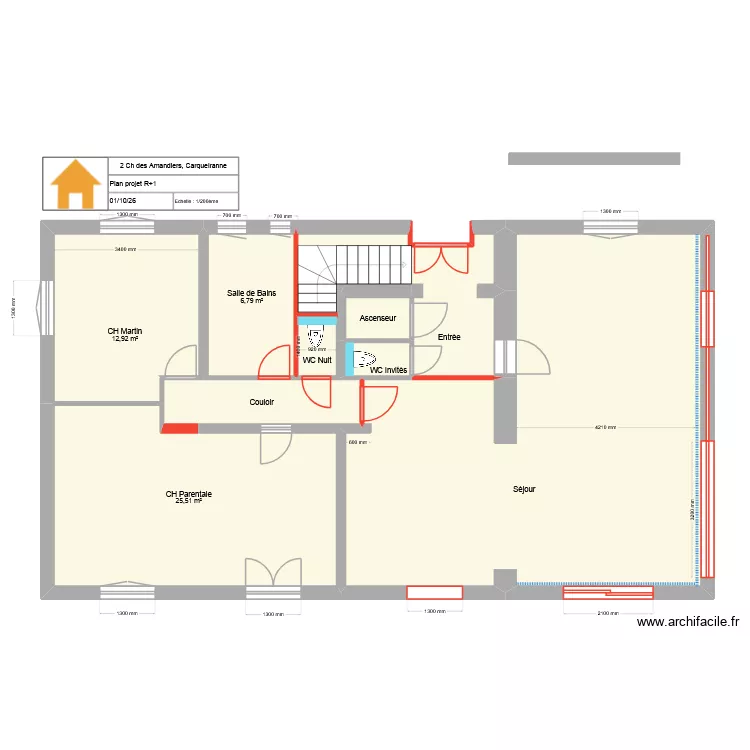 2 Ch Amandiers R+1 011026. Plan de 9 Pièces et 118 m² 2 Ch Amandiers R+1 011026. Plan de 9 Pièces et 118 m²