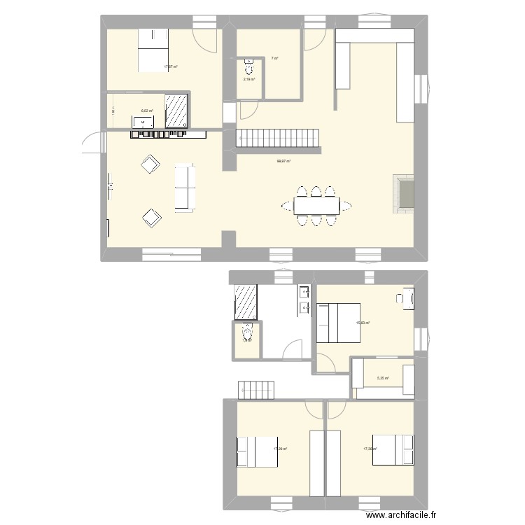 Version2. Plan de 10 pièces et 190 m2