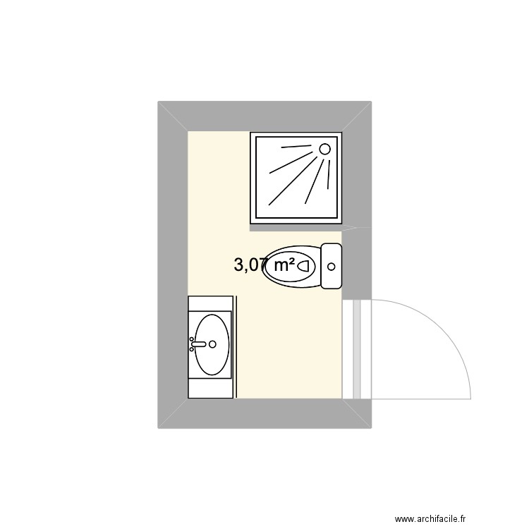 SALLE EAU LOCAL1. Plan de 1 pièce et 3 m2