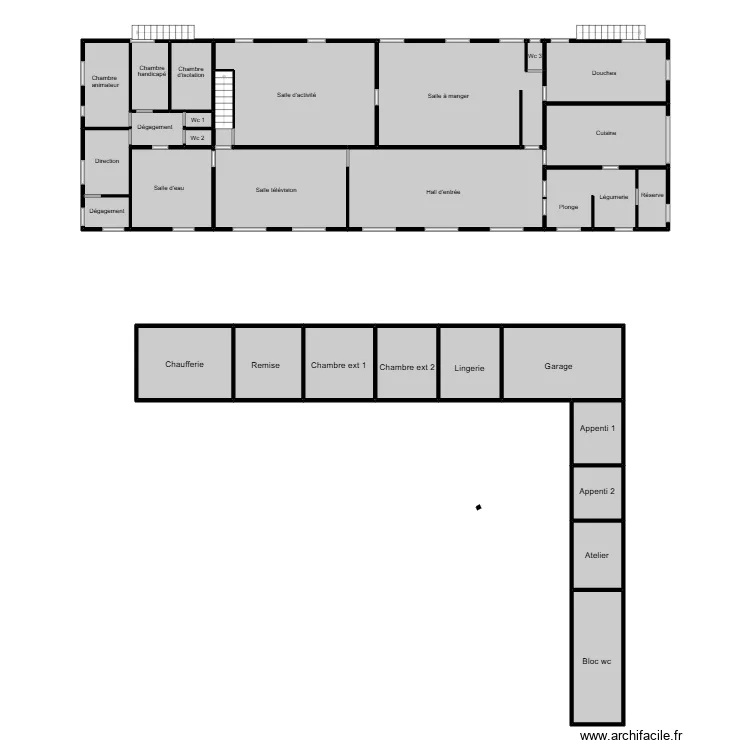CA rdc dependance. Plan de 29  et 236 m²
