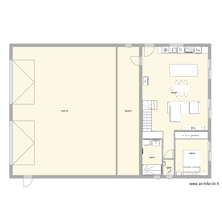 maison. Plan de 6 pièces et 202 m2