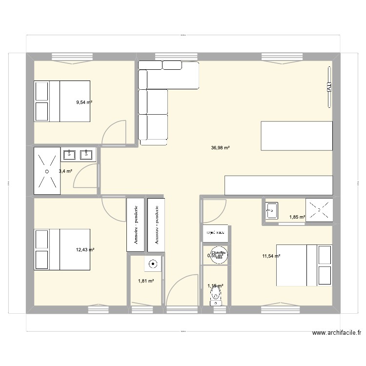 Plan Chloe. Plan de 9 pièces et 79 m2
