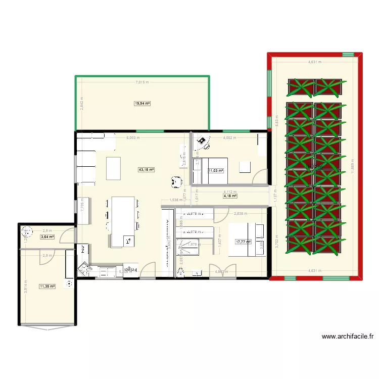 StCyprien Echelle Ext en L Dimension. Plan de 8  et 165 m²