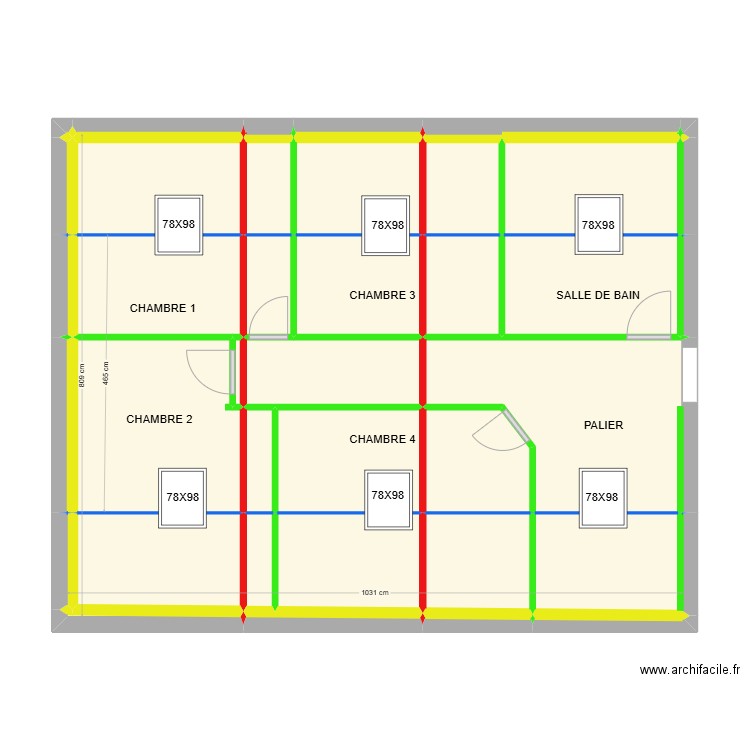 MAURY. Plan de 38 pièces et 75 m2
