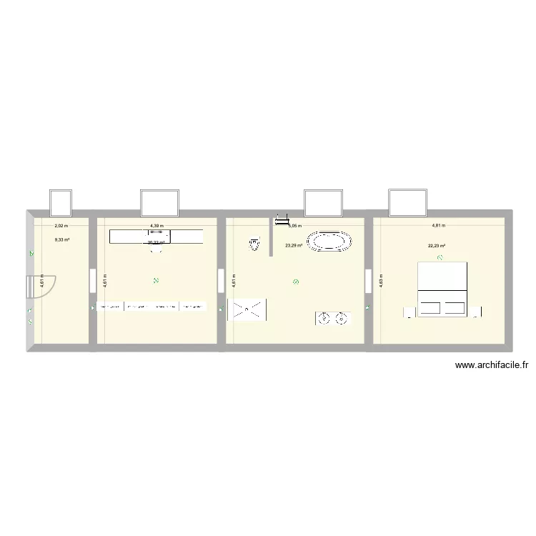 Etage. Plan de 4 et 75 m² Etage. Plan de 4 et 75 m²