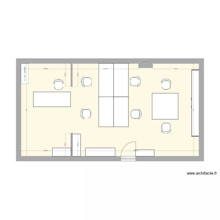 Bureau marketing. Plan de 1  et 48 m²