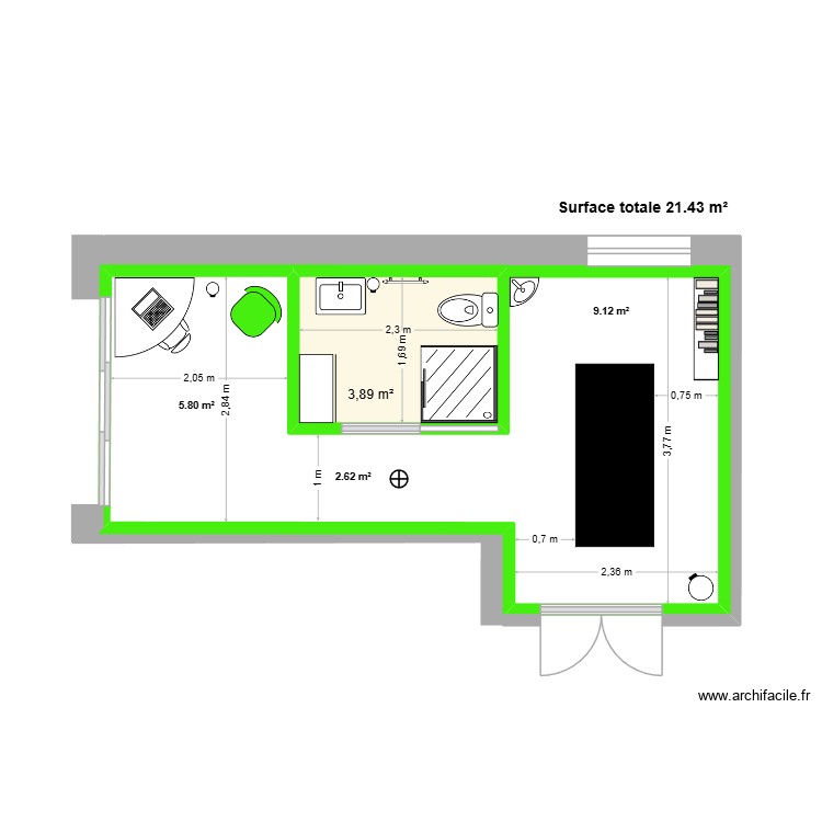 Salon massage 2. Plan de 0 pièce et 0 m2 Salon massage 2. Plan de 0 pièce et 0 m2