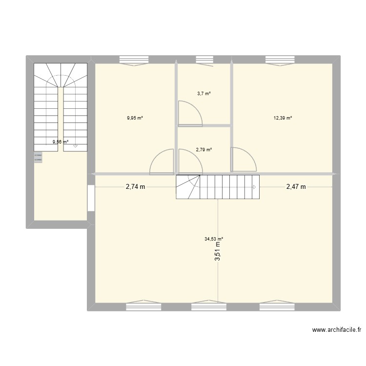 Projet Mounir. Plan de 6 pièces et 73 m2