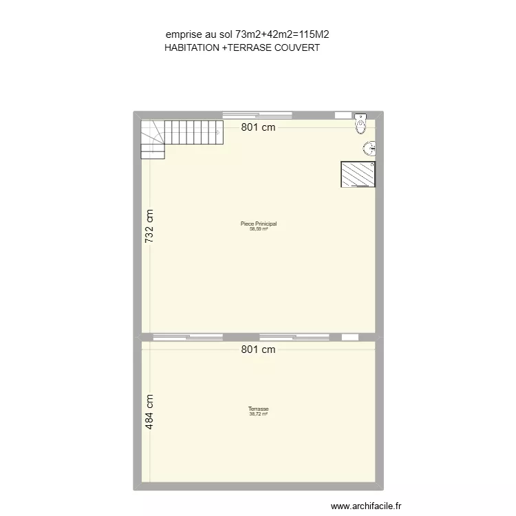 St Nicolas EMPRISE AU SOL. Plan de 2  et 97 m²