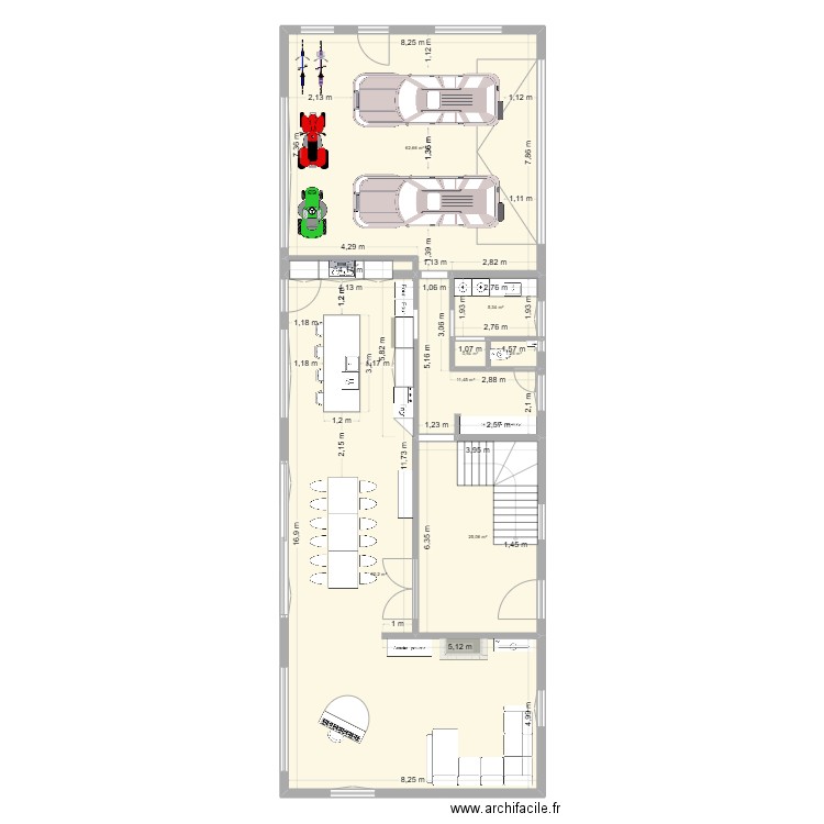 MLT Vincennes rez Aménagement. Plan de 8 pièces et 198 m2