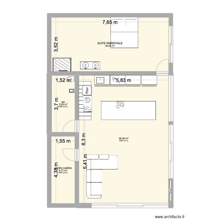 notre premier bb. Plan de 2 pièces et 90 m2