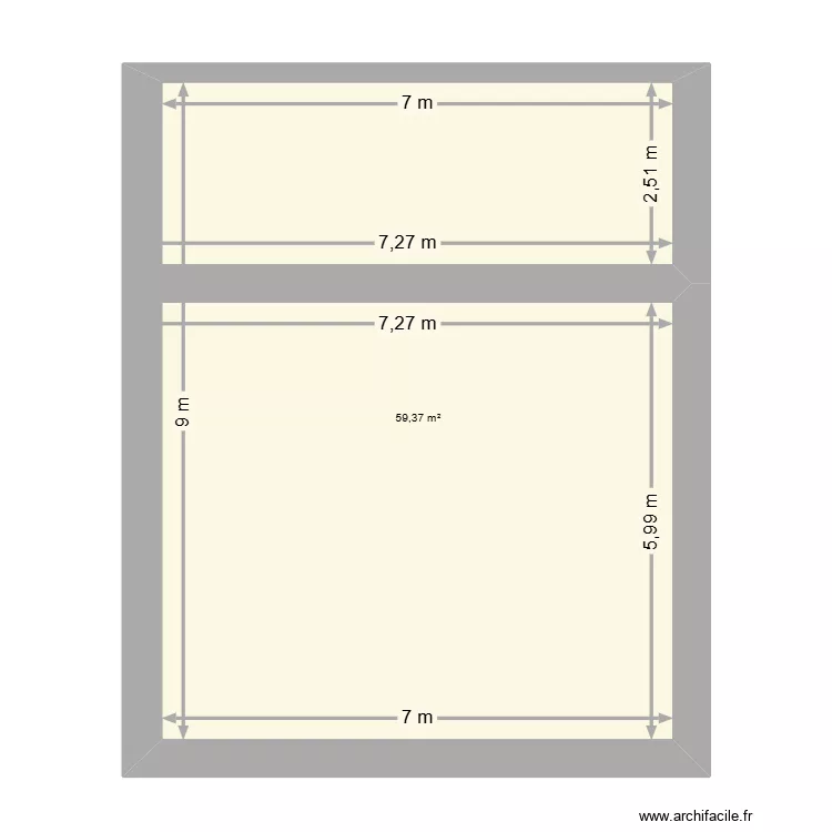 mouillere etage. Plan de 1  et 59 m²
