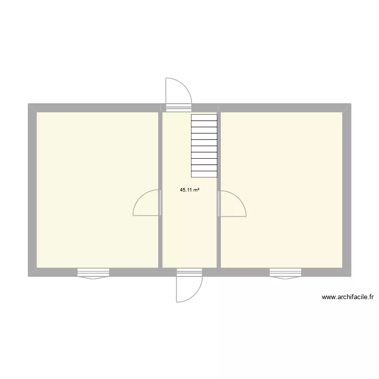 RDC. Plan de 1  et 45 m²