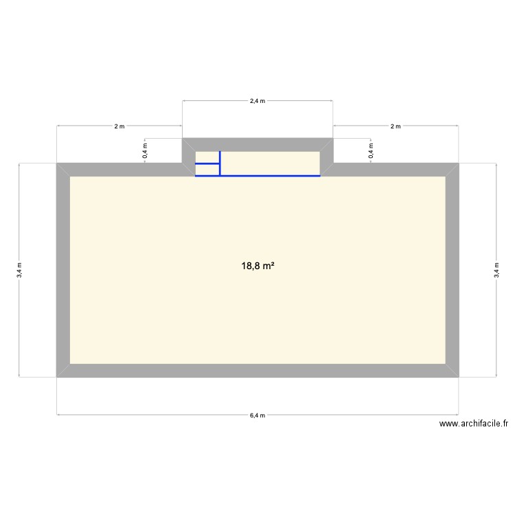 piscine magenta. Plan de 1 pièce et 19 m2