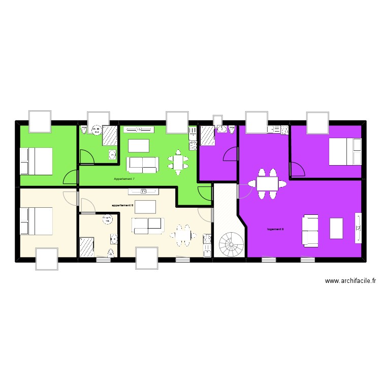pontivy R+1. Plan de 8 pièces et 146 m2