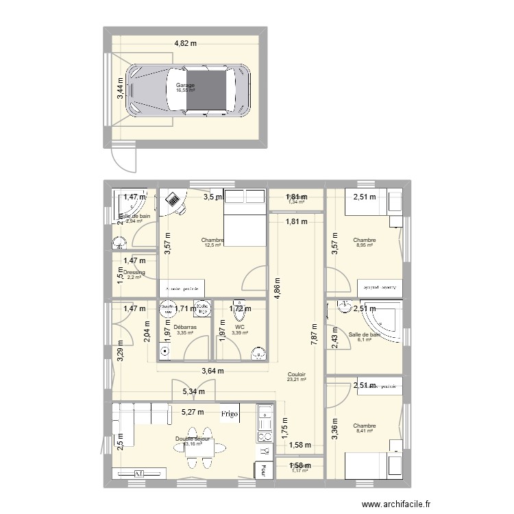 plan maison i2d. Plan de 13 pièces et 103 m2