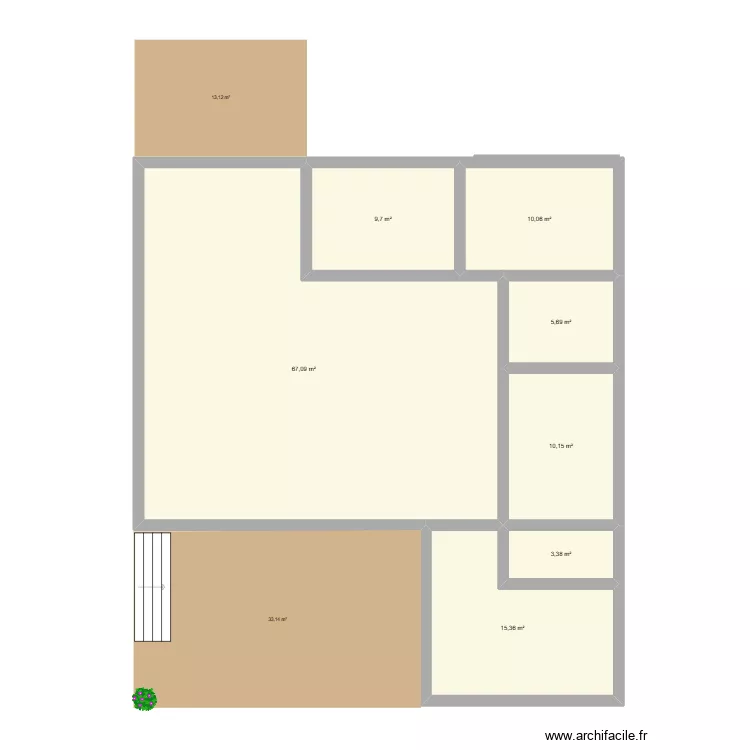 Le Pout. Plan de 7  et 121 m²