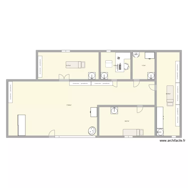 PLAN INSTITUT. Plan de 6 Pièces et 243 m²
