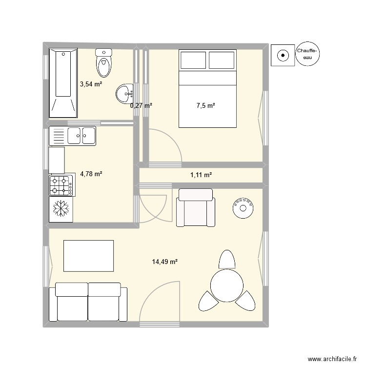 Maison Bègles projection. Plan de 6 pièces et 32 m2