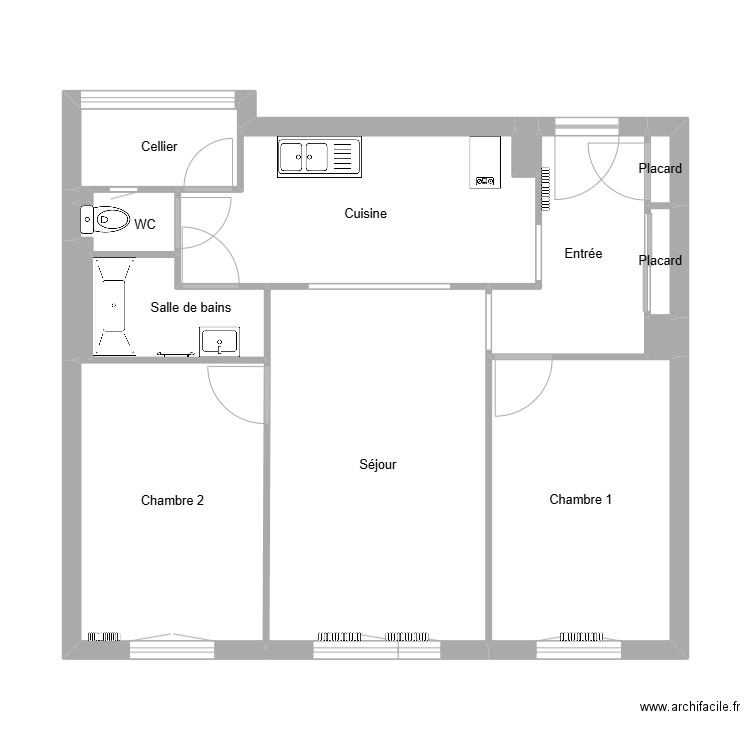 NAJAR. Plan de 14 pièces et 57 m2