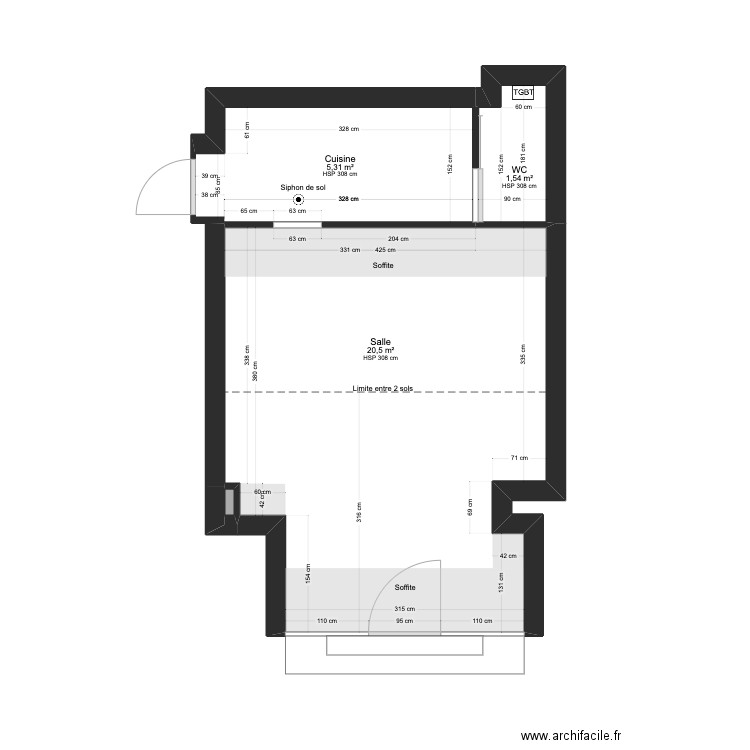 National. Plan de 4 pièces et 27 m2