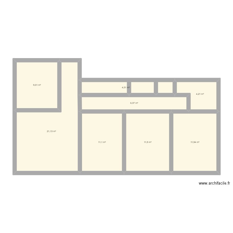 Franck Chartreuse initial. Plan de 8 pièces et 80 m2