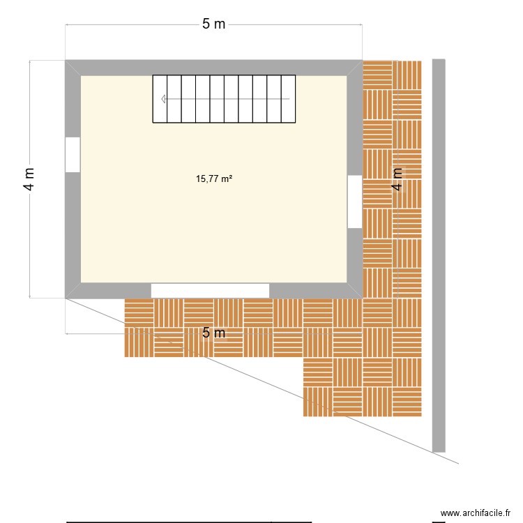 bureau PP. Plan de 3 pièces et 25 m2