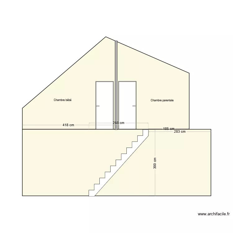 Plan de coupe pignon escalier. Plan de 