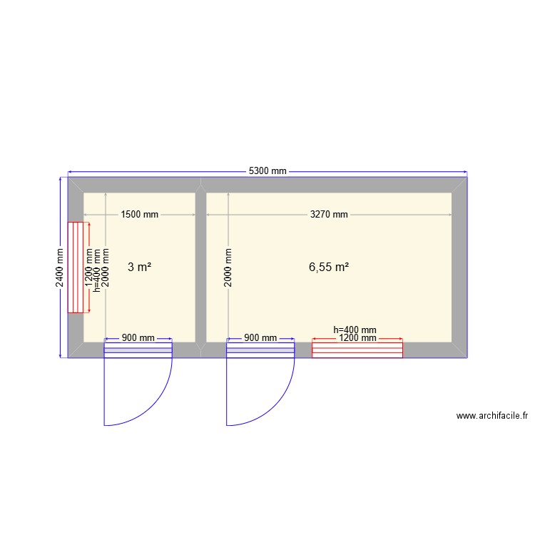Васильково пристройка. Plan de 2 pièces et 10 m2