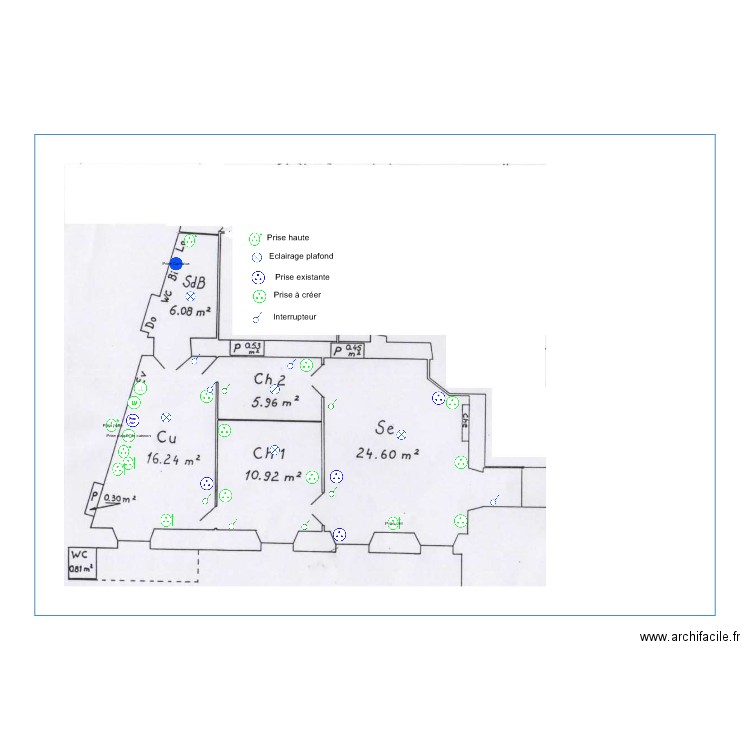 Electricite apt Antonini. Plan de 0 pièce et 0 m2