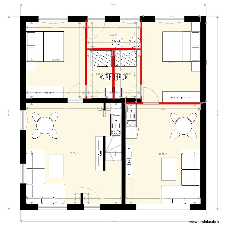 57 GDG Amar. Plan de 14 pièces et 167 m2