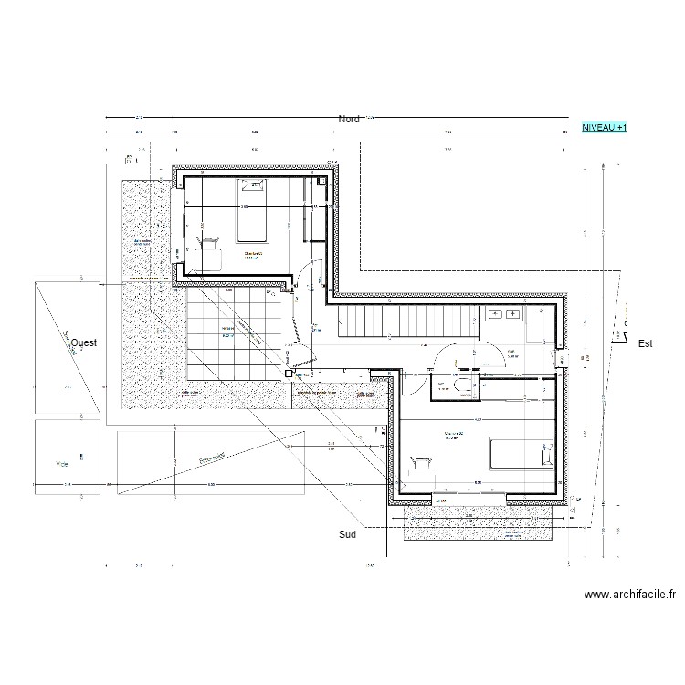 Blanc R+1. Plan de 0 pièce et 0 m2