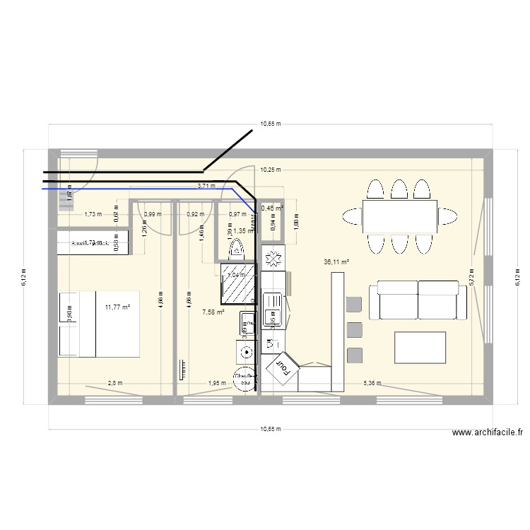 APPT STATION. Plan de 5 pièces et 57 m2