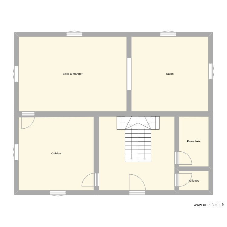etage tj en retard. Plan de 6 pièces et 102 m2